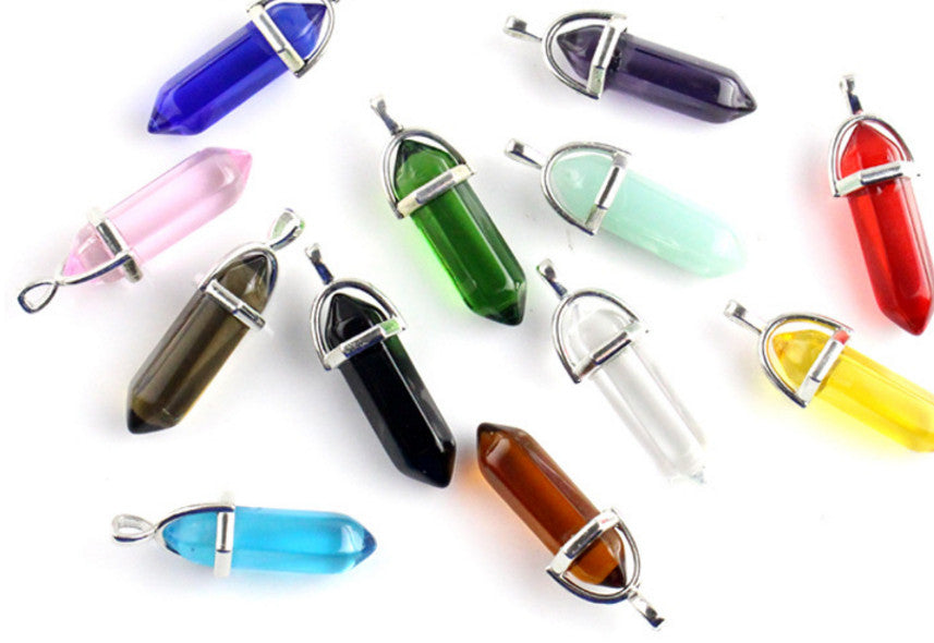 Wholesale 24pcs/lot Mixed Natural stone Point Chakra Healing Gemstone Pendants
