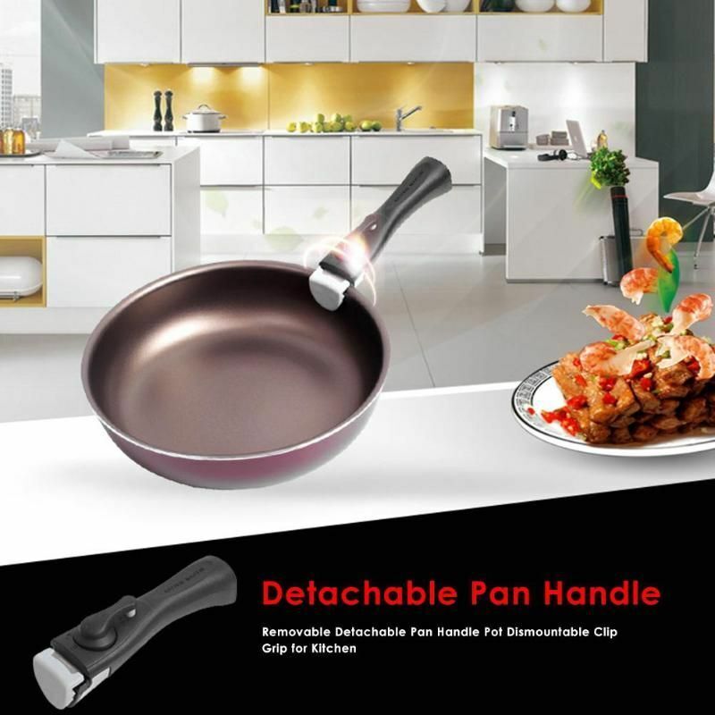 Universal Pan Pot Removable Handle Clip Grip Clamp Kitchen Outdoor Camping Steel