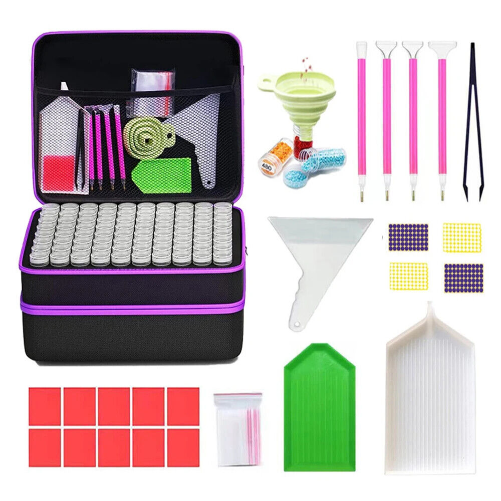 120 Bottles Diamond Painting Box Tool Container Storage Box Holder Hand Bag