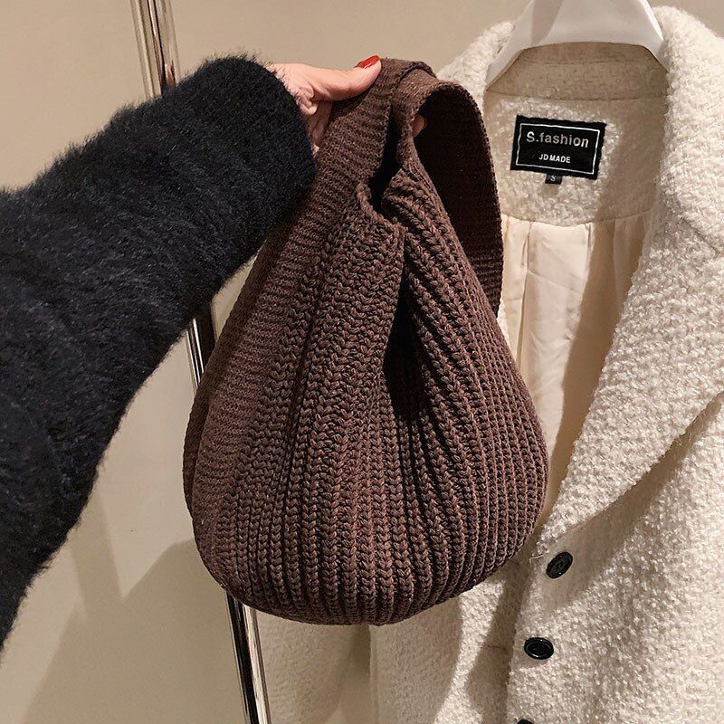 Shoulder Large Handbags Autumn Winter Knitting Shopping Handle Women Shopper Bag