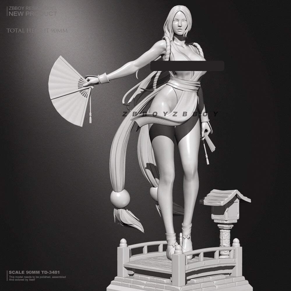 1/18 resin figures model H/90mm Boxer Mai Shiranui W/Base Unassembled Unpainted