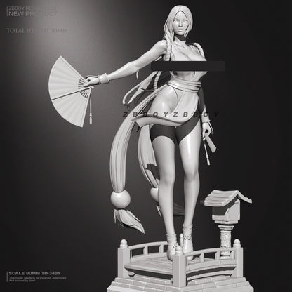 1/18 resin figures model H/90mm Boxer Mai Shiranui W/Base Unassembled Unpainted
