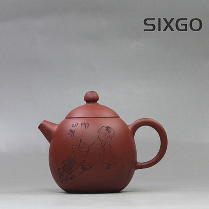 China Yixing Zisha Pottery Plain Cement Clay Handmade Child Kung Fu Teapot 龙蛋壶