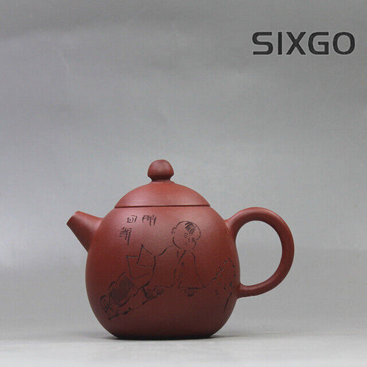 China Yixing Zisha Pottery Plain Cement Clay Handmade Child Kung Fu Teapot 龙蛋壶