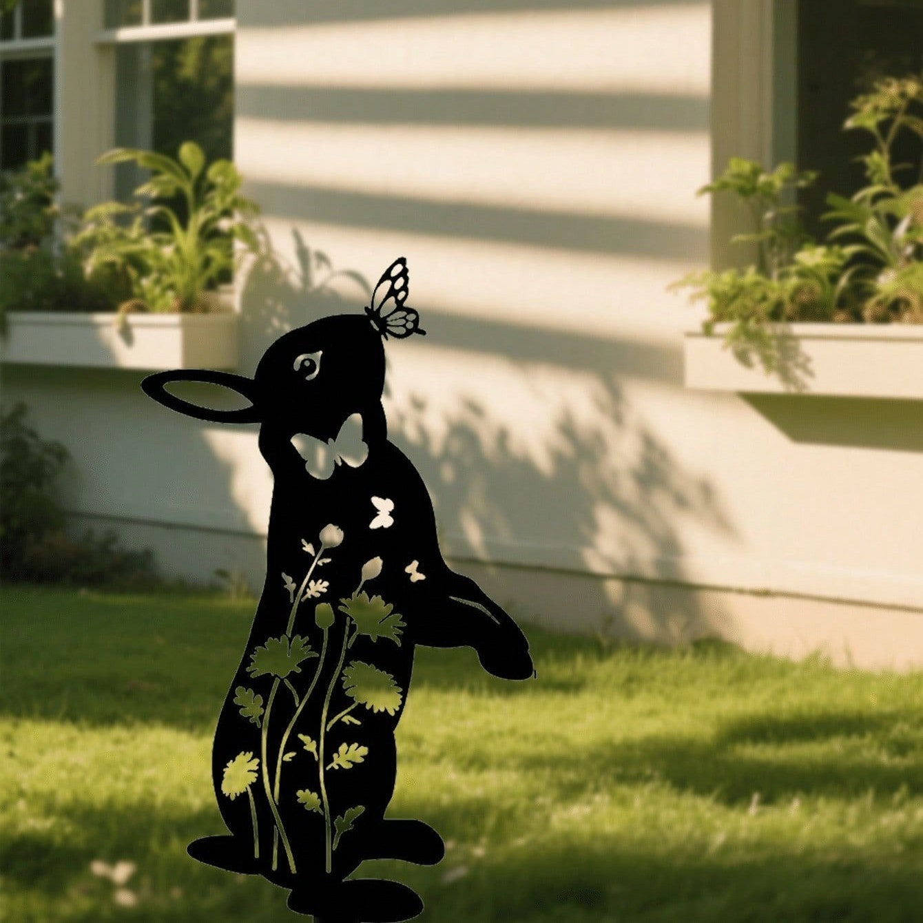 HelloYoung Metal Rabbit Stake 1PC Yard Decor Holiday Gift
