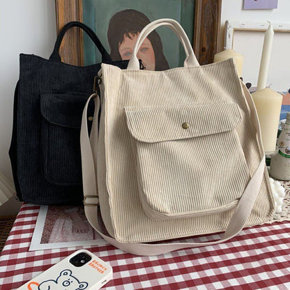 Corduroy Bag Women Shoulder Bags Handbags Spring Summer Bookbag Canvas Tote Bag