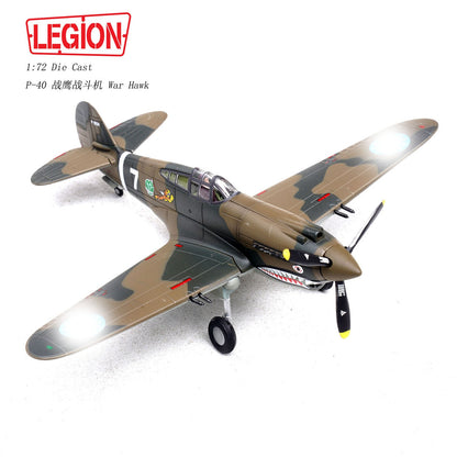 1:72 LEGION P-40C(Hawk 81A-2) #7 Fighter Plane Diecast Military Aircraft Model