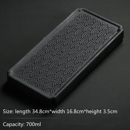 Black Ceramic Tea tray Kungfu Gongfu Tea Tray Serving Table Plate water storage