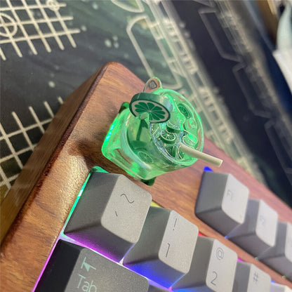 ESC 1U Lemon Tea Green Resin Keycap Single DIY Handmade for MX Keycap