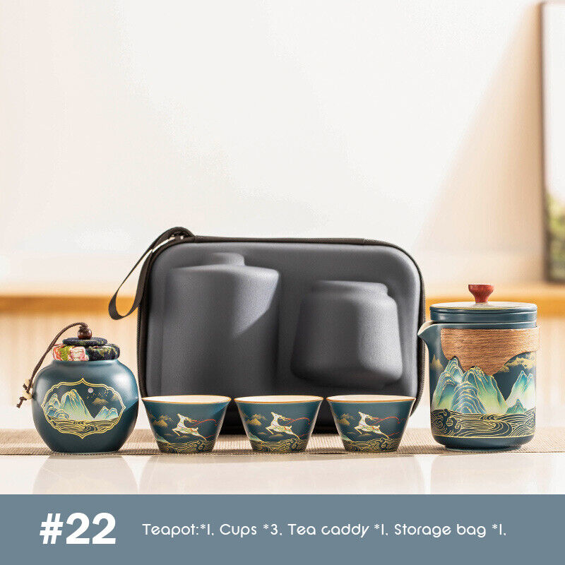 Outdoor Office Camping Tea Ceramic Set Porcelain Chinese Gongfu Tea Cup Set