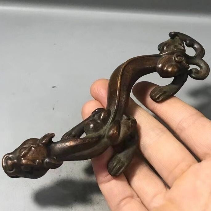 Rare Chinese Bronze Dragon Figure Statue Collectable Netsuke Gift Tea Pet Gift