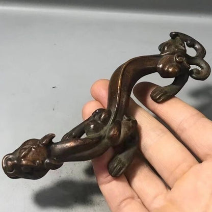 Rare Chinese Bronze Dragon Figure Statue Collectable Netsuke Gift Tea Pet Gift