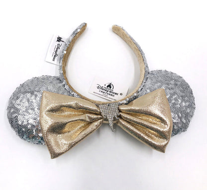 Castle Jewel Silver Sequins Disney Parks Minnie Ears Kids New Hat Bow Headband