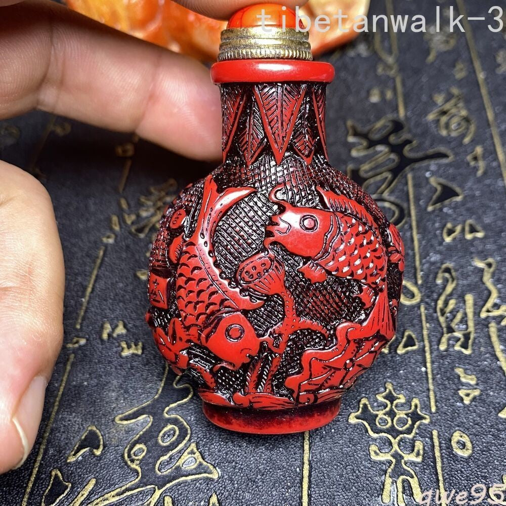 1pc Retro Chinese Hand Carved Snuff Bottle Home Decor