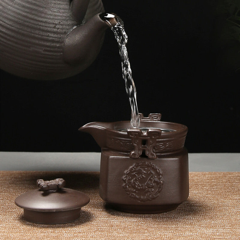 Antique Purple Clay Hand Grab Pot Chinese Yixing Zisha Teapot Household Filter