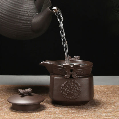 Antique Purple Clay Hand Grab Pot Chinese Yixing Zisha Teapot Household Filter