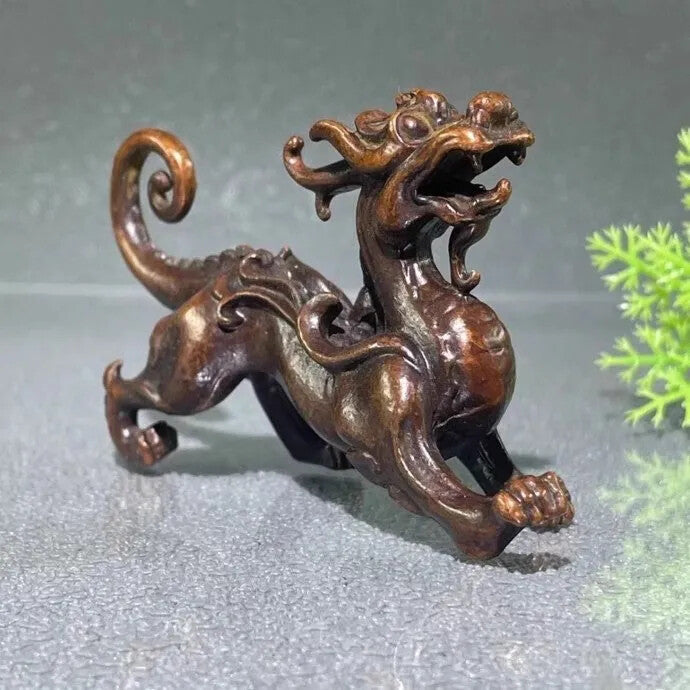 Exquisite Retro Purple Copper Leather Embroidered Tea Pet Decoration Accessories