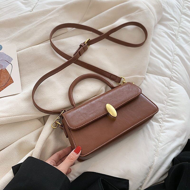 Small Top Handle Crossbody Bags Women Winter PU Leather Handbag Bag