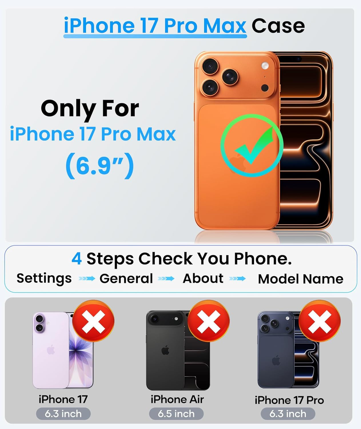 for Iphone 17 Pro Max Magnetic Case with Card Holder (Store 2 Cards), [Compatibl