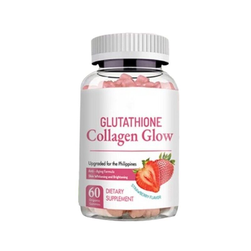 60 Gummies Glutathione Collagen Skin Whitening Gummies Strawberry Flavor