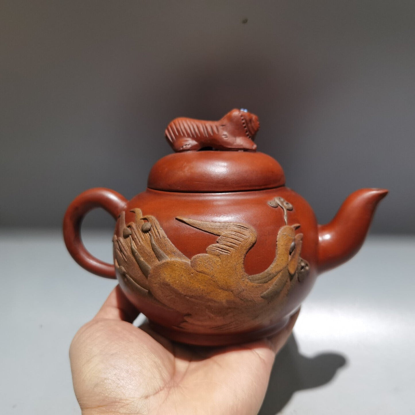 Chinese Yixing Zisha Clay Handmade Exquisite Teapot （卧虎藏龙 低款：周桂珍 )