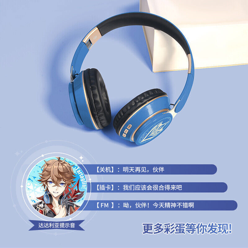 Genshin Impact Tartaglia Wireless Bluetooth Headset Cosplay Earphone Foldable