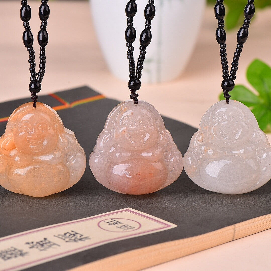 Jade Hand Carving Buddhism Potbelly Maitreya Buddha Pendant