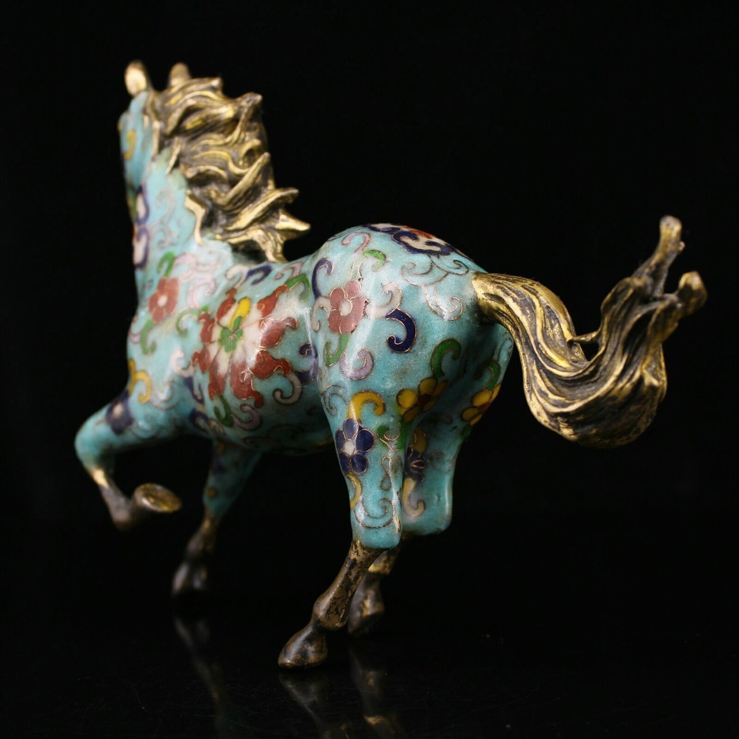 9.4" Chinese Cloisonné Enamel Bronze Lovable Animal Fine Horse Statues Collect