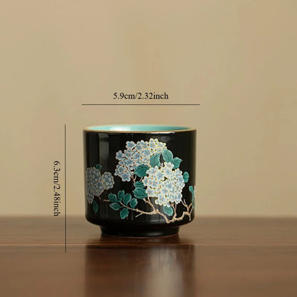 100Ml Ceramic Handmade Cloisonné Black Glazed Embroidered Ball Tea Tasting Cup -