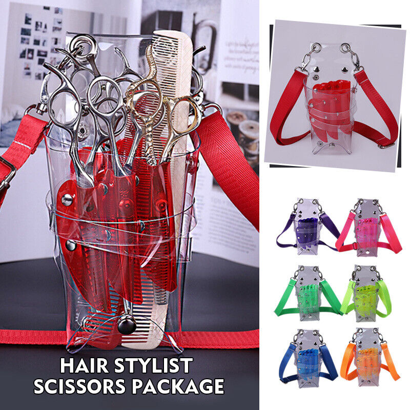 Transparent PVC Hairdresser Scissors Bag Holder Shears Waist Shoulder Bag