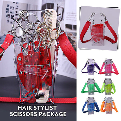 Transparent PVC Hairdresser Scissors Bag Holder Shears Waist Shoulder Bag
