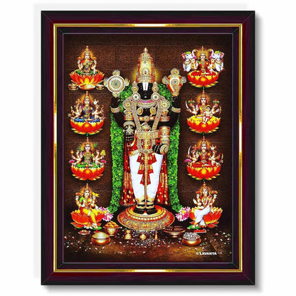 Lord Tirupati Balaji HD Printed Religious Picture With Wooden Frame