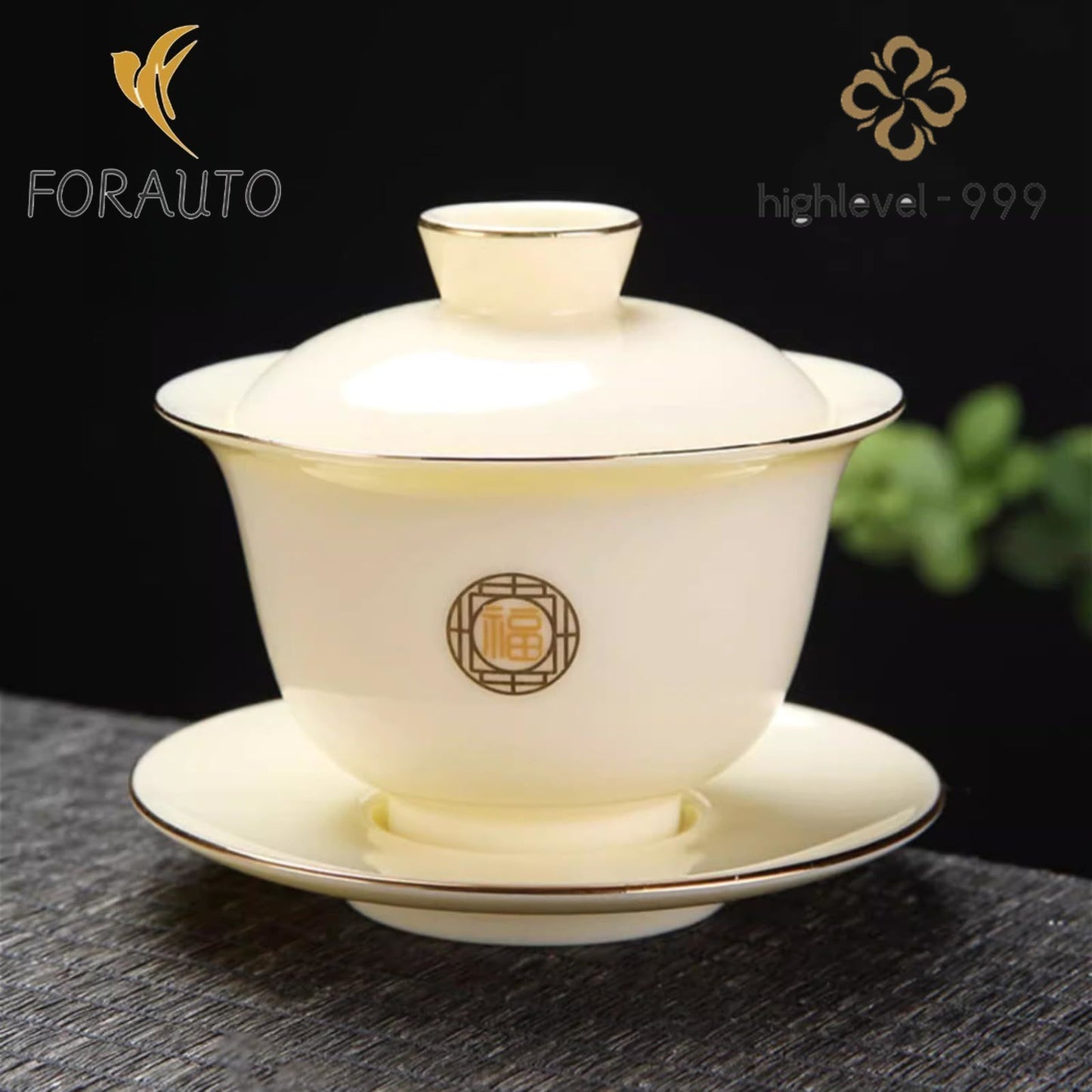 Jade Porcelain Gaiwan Teacup 120ml 4.0oz Pale Yellow Kungfu Tea Set