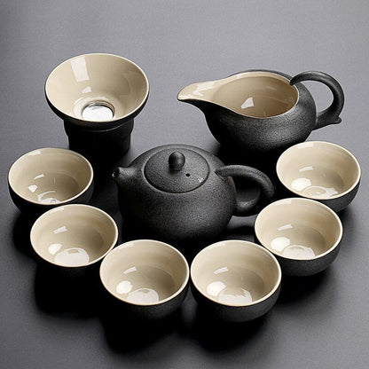 Solid Drinkware Ceramic Teapots Traditional Japanese Style Black Crockery Teacup