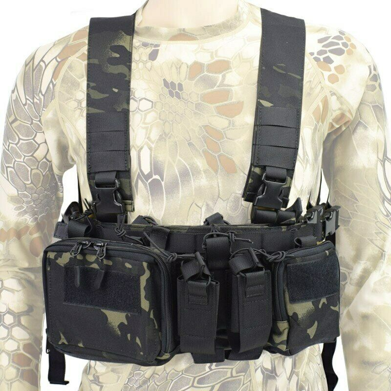 Chest Rig Bag Radio Harness Front Pouch Holster Military Vest Rig Bag Adjustable