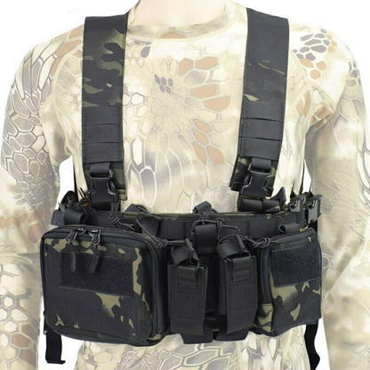 Chest Rig Bag Radio Harness Front Pouch Holster Military Vest Rig Bag Adjustable