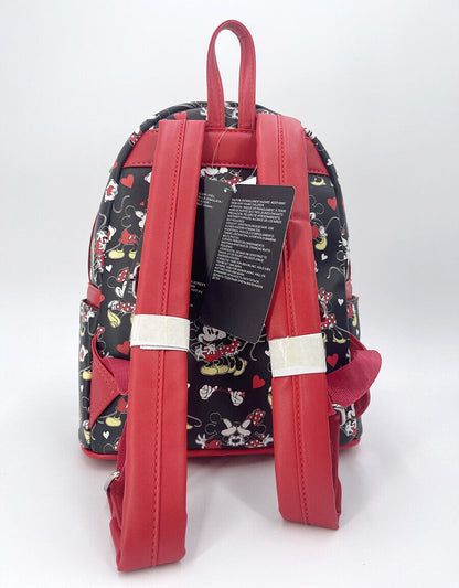Disney Mickey and Minnie Heart Hands Loungefly Travel Mini Backpack New Bag