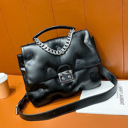 Shoulder Crossbody Bag Padded Tote Purse Handbag Cotton 30*24*8 CM Chain Handle
