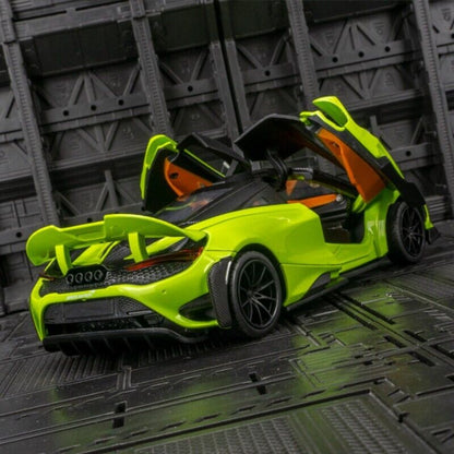1:24 McLaren 765LT Diecast Model Car Collection Toy Vehicles Sounds Lights Gifts