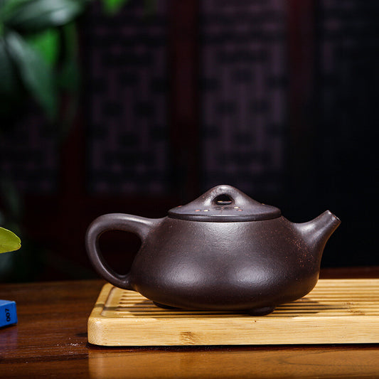 China Yixing Zisha Pottery Black Diamond Clay Handmade 220cc Plum Blossom Teapot