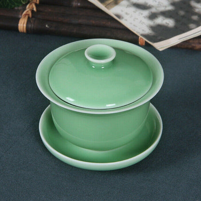 200ml Chinese Ceramic Gaiwan Kiln Crackle Glaze Tureen Kung Fu Tea Set Tea Cup