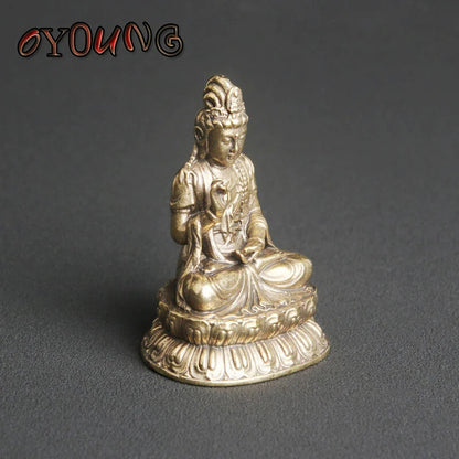 Copper Mahasthamaprapta Buddha Statue Home Buddhism Figurines Miniatures Bodhis