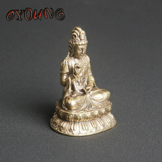 Copper Mahasthamaprapta Buddha Statue Home Buddhism Figurines Miniatures Bodhis