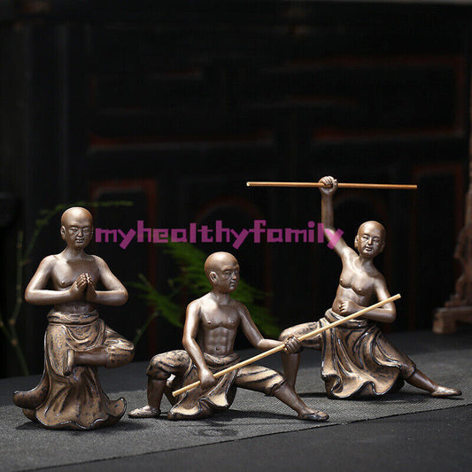 Kungfu Boy Shaolin Monk Statue Ceramic Tea Pet Home Decoration Tea Play Ornament