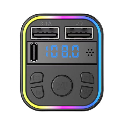Car FM Transmitter Adapter Type-C Dual USB Fast Charger Handsfree 12V-24V