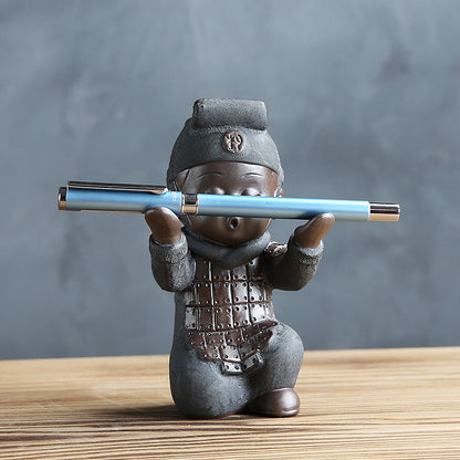 Terracotta Warriors Statue Holder for Pen Brush Rack Yixing Zisha Tea Pet China