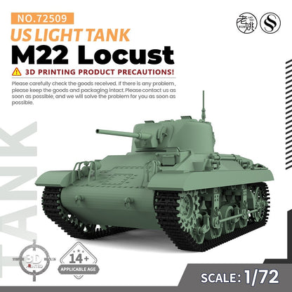 SSMODEL SS72509 1/72 25mm Military Model Kit US M22 Locust Light Tank WoT WAR