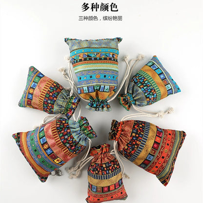 10pcs Retro Drawstring Linen Jewelry Storage Bags Pouch Purse Jewels Organizer