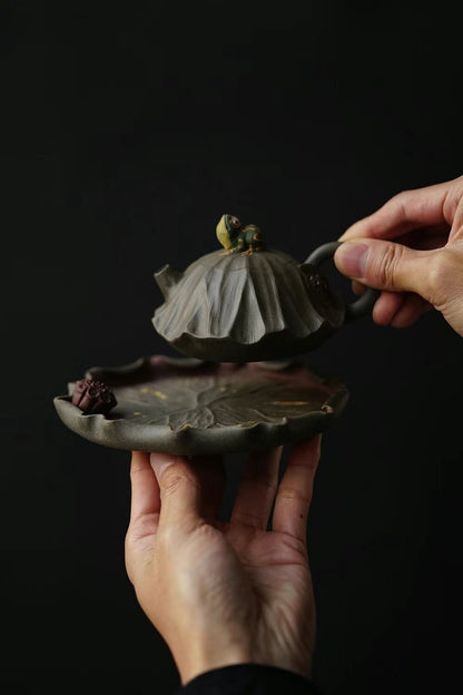 2pcs of one set Chinese Yixing Duan Clay Teapot HeTang Zisha Handmade 120cc Hu