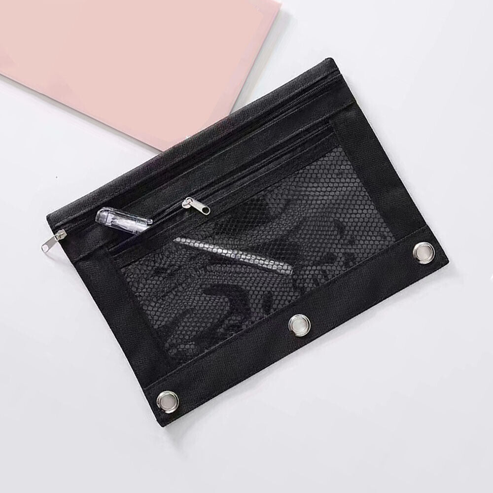 Mesh Pencil Pen Case Zipper Travel Pouch Cosmetic Bag Storage Stationery ಇ